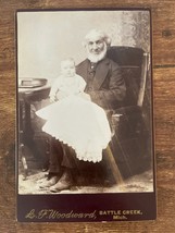 Vintage Cabinet Card. Man with baby by L.F. Woodward in Battle creek, Michigan - £10.72 GBP