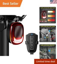 Alarm Bike Tail Light: Wireless Remote Bicycle Rear Light USB-C Recharge... - $61.76