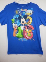 Disney World Shirt Adult Medium Blue Mickey and Friends Short Sleeve 2016 - £6.29 GBP
