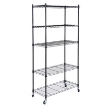 5 Tier Wire Storage Rack Adjustable Unit Shelf For Kitchen Office With 4... - £75.83 GBP