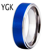 JEWELRY Men Rings Silver With Blue Color Tungsten Ring Factory Direct Lover Wedd - £30.94 GBP