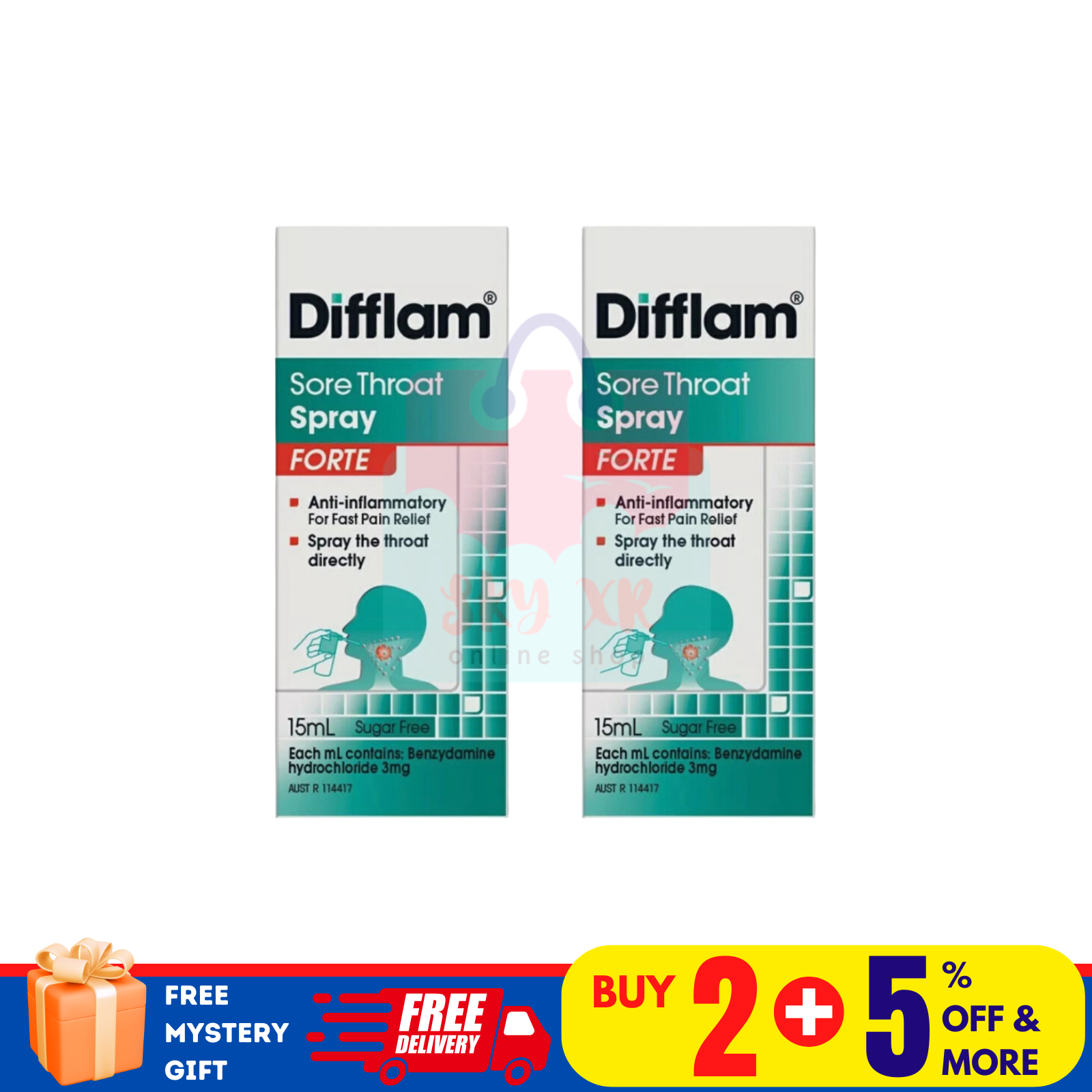2 X Difflam Forte 15ml Anti-Inflammatory Throat Spray For Fast Pain Relief - $47.03