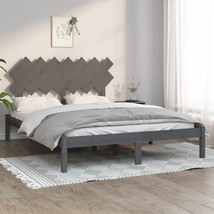 Bed Frame Grey 150x200 cm King Size Solid Wood - £97.93 GBP