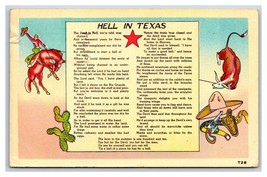 Hell In Texas Cowboy Poem Comic Greetings TX Linen Postcard R28 - £2.33 GBP