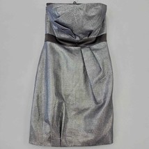 Max and Cleo Womens Dress Size 4 Silver Stretch Metallic Mini Grunge Strapless - £14.44 GBP