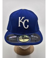 New Era 59Fifty Hat Cap Kansas City Royals On Field Blue Fitted Game Hat - $723.10 MXN
