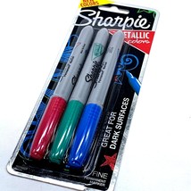 Sharpie Metallic Permanent Markers Fine Point Blue Green Red Set of 3 Pens - £9.90 GBP