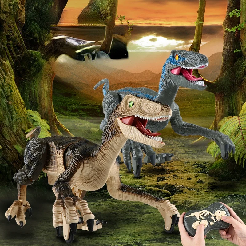 RC Dinosaur Electric Walking Raptor Jurassic Dinosaur Kids Toy Intelligent - £72.36 GBP