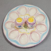 ARIELA Easter Ceramic 9cnt Deviled Egg Plate with Salt &amp; Pepper Shaker S... - £14.86 GBP