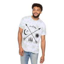 Unisex FWD Tie-Dye T-Shirt | Black and White Symbols Design | Mountain, Moon, Su - £21.99 GBP+