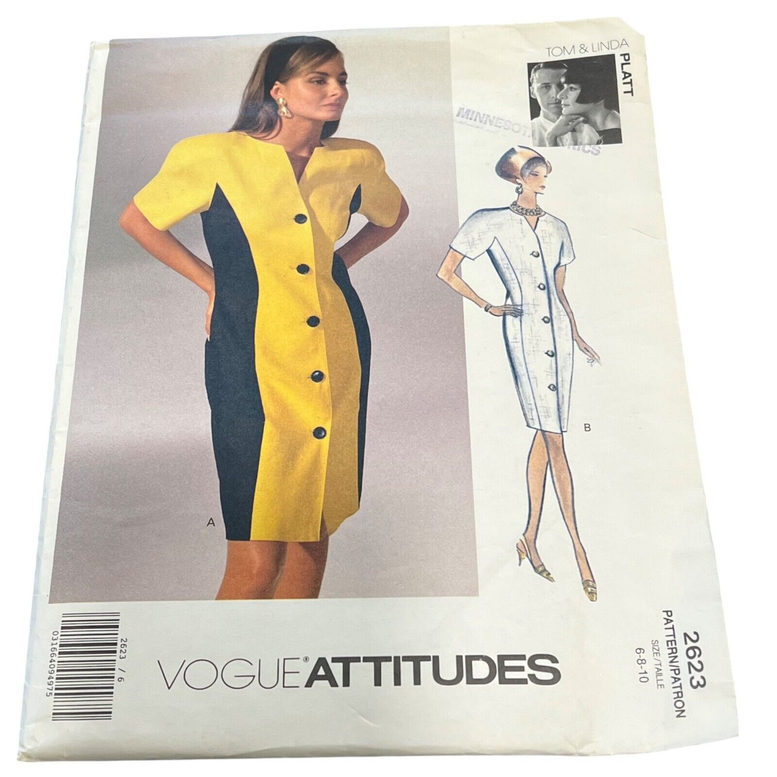 Vogue Attitudes 2623 Tom &amp; Linda Platt Dress Sewing Pattern Size 6-10 - $4.80