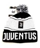 Juventus Black &amp; White Knit Cuff Pom Beanie Men&#39;s One Size NEW - £47.36 GBP