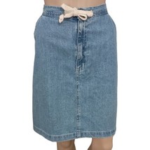 Denim Skirt A Line Cotton Light Wash Pockets Knee Length Vtg 80s Cottage... - $29.69