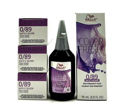Wella Color Fresh 0/89 pH 6.5 Silver Semi-Permanent Color 2.5 oz-3 Pack - £20.24 GBP