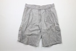 Vtg 90s Ocean Pacific Mens 32 Distressed Plated Spell Out Denim Cargo Shorts USA - $49.45