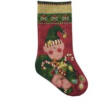 Unbranded Medium Christmas Stocking Elf Candy Cane Holly Pattern - €6,83 EUR