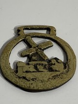 Mini Horse Brass Medallion Of a Wind Mill Rustic Cottagecore Boho chic J... - $14.54