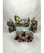 Resin Elephants Set of 6 Holding Trunks Sitting Up Mother Baby Playing 3... - £7.42 GBP