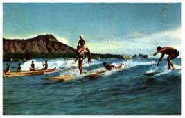 Surfing Hawaii Postcard Sent to Price is Right TV Piano Showcase Bob Barker 1957 - £11.83 GBP