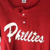 Vtg Soffe Men&#39;s 2 Button Baseball T-Shirt Jersey XL Phillies 11 Red NOS USA - $29.69