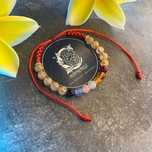 7 Chakra Crystal Bracelet with Serat Sedana Stone and Red Cord - Chakra Energy - £15.16 GBP