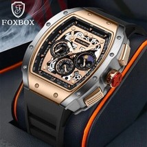 Foxbox Luxury Waterproof Quartz chronograph mens Wristwatch stylish spor... - £49.82 GBP