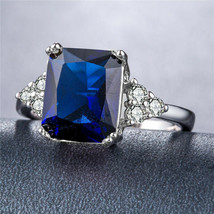 2.50Ct Simulated Emerald Sapphire Engagement Ring 14K White Gold Plated ... - £90.55 GBP