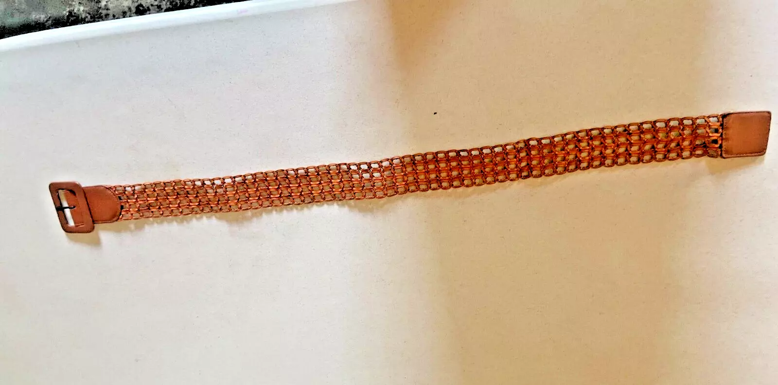 Women&#39;s Belt Brown Woven waist Leather Buckle - $23.25 CAD