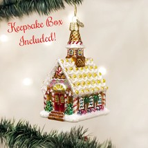 Gingerbread Church Old World Christmas Blown Glass Collectible Holiday Ornament - £23.50 GBP