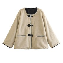Women Street Thick Faux Jackets 2023 Warm Single Breasted Fleece Cropped Coat Fa - £40.28 GBP