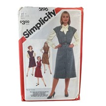 Simplicity Sewing Pattern 5196 Dress Jumper Misses Size 10-14 - £7.15 GBP