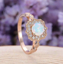 2.50CT Round Cut CZ Fire Opal Wedding Bridal Ring 14K Rose Gold Plated-Silver - $157.49