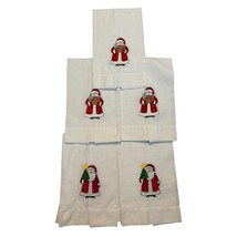 5 Cotton Christmas Embroidered Santa Claus Tea Towels / Kitchen Towels 1... - £18.70 GBP