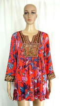 Soft Surroundings Samara Sequin Embroidered Floral Print Tunic Womens Me... - £26.85 GBP