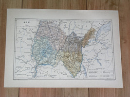 1887 Original Antique Map Of Department Of Ain Bourg / France - £16.99 GBP