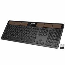 Wireless Solar Keyboard Full Size Solar Recharging Keyboard For Computer... - $73.99