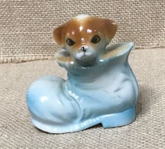 Vintage Kitsch 1970 Puppy Dog In Blue Boot Figurine - $12.87