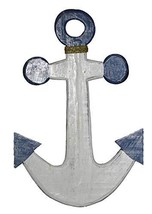 Rustic Nautical Hand Carved Anchor Blue And White Boat Ship Fishing Wall Art Tik - £19.73 GBP