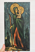 vintage hand painted panel &#39;Our Lady of the Wayside&#39; ,religious art - £43.52 GBP