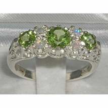 Peridot &amp; Fire Opal Victorian Trilogy Filigree Ring 14k White Gold Over 2.65Ct - £80.33 GBP