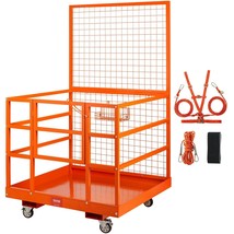 VEVOR Forklift Safety Cage Work Platform 43X45in 1400lbs w/ Wheels for A... - $485.99