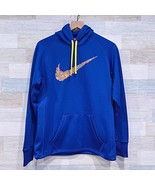 Nike Just Do It Swoosh Logo Tech Hoodie Blue Fleece Therma Fit Mens Medium - £31.35 GBP