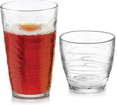 Water Glasses Set Glassware Drinking Tumbler Rocks Juice Cocktail Beer Clear 16 - £34.58 GBP
