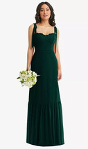 After Six 1570..Tie-Shoulder Bustier Bodice Ruffle-Hem Dress..Evergreen...Sz 12 - £66.87 GBP