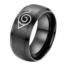 Anime Naruto Ring Black Men Stainless Steel Engagement Couple Rings Band... - $15.99