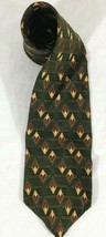 Bill Blass Black Label Men&#39;s Necktie Green/Gold/Maroon Geometric - £9.94 GBP