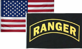 3x5 Wholesale Combo USA American &amp; U.S. Army Ranger Flag 3&#39;x5&#39; 2 Pack - £22.90 GBP
