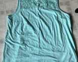 Lane Bryant Top Womens 18 / 20 Turquoise Swing Crew Neck Knit Lace Yoke ... - $26.93