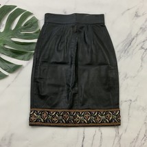 Di Bazzato Womens Vintage 90s Leather Pencil Skirt Size 8 Black Tapestry... - $29.69