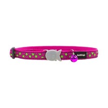 Red Dingo Deisgner Cat Collar, Lime Green Stars on Hot Pink 12mm x (20-3... - $30.00
